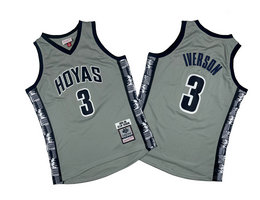 Georgetown Hoyas #3 Allen Iverson Gray 95-96 Hardwood Classic Authentic Stitched NBA Jersey