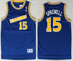 Golden State Warriors #15 Latrell Sprewell Blue Throwback Stitched NBA Jersey