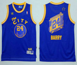 Golden State Warriors #24 Rick Barry Blue Throwback The City Stitched NBA Jersey