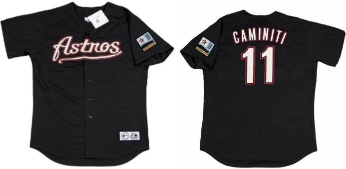 Houston Astros #11 Ken Caminiti Black 2000 Throwback Baseball Jersey