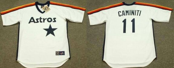 Houston Astros #11 Ken Caminiti White 1988 Throwback Baseball Jersey