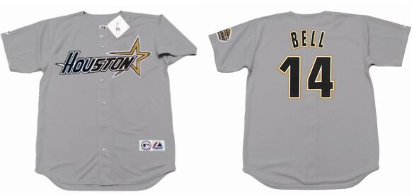 Houston Astros #14 Derek Bell Gray 1994 Pullover Throwback Baseball Jersey