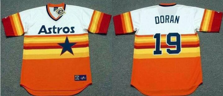 Houston Astros #19 Bill Doran 1980 Home Majestic Rainbow Throwback Baseball Jersey