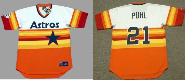 Houston Astros #21 Terry Puhl Pullover Rainbow Throwback Baseball Jersey