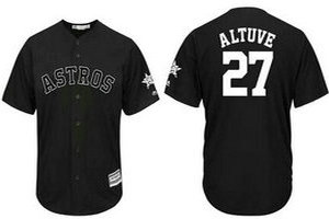 Houston Astros #27 Jose Altuve Black Authentic Stitched MLB Jersey