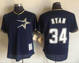 Houston Astros #34 Nolan Ryan Navy Blue Mitchell And Ness 1997 Throwback Stitched MLB Jersey 1