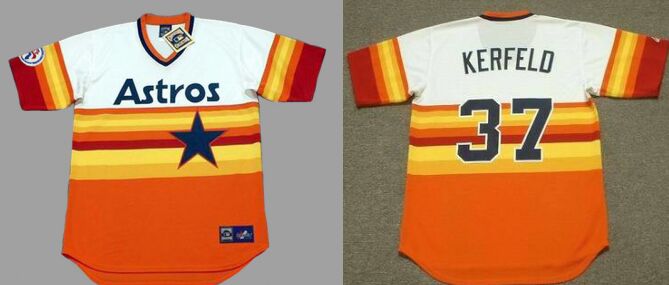 Houston Astros #37 Charlie Kerfeld Rainbow Pullover Throwback Baseball Jersey