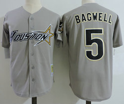 Houston Astros #5 Jeff Bagwell Grey Throwback Authentic Stitched MLB Jersey