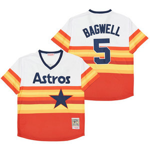 Houston Astros #5 Jeff Bagwell Rainbow Pullover Throwback Baseball Jersey