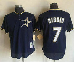 Houston Astros #7 Craig Biggio Navy Blue Mitchell And Ness 1997 Pullover Throwback Stitched MLB Jersey 1