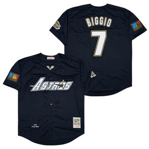 Houston Astros #7 Craig Biggio Navy Blue Throwback Stitched MLB Jersey