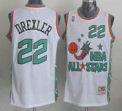 Houston Rockets #22 Clyde Drexler Throwback White 1996 All Star Authentic Stitched NBA jersey