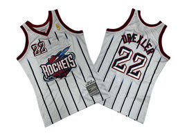 Houston Rockets #22 Clyde Drexler White 96-97 Hardwood Classic Authentic Stitched NBA Jersey