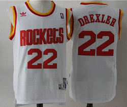 Houston Rockets #22 Clyde Drexler White Game Throwback Authentic Stitched NBA Jerseys