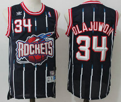 Houston Rockets #34 Hakeem Olajuwon Navy Game Throwback Authentic Stitched NBA jersey
