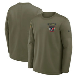 Houston Texans Olive 2025 Salute To Service Sideline Coaches Therma-FIT Long Sleeve Shirt