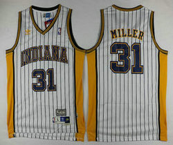 Indiana Pacers #31 Reggie Miller White Blue stripes Throwback Basketball Jersey