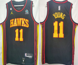 Jordan Atlanta Hawks #11 Trae Young Black 22-23 With Advertising Authentic Stitched NBA Jersey