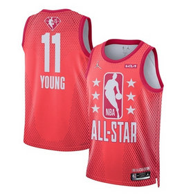 Jordan Atlanta Hawks #11 Trae Young Red 2022 All Star 75th anniversary Authentic Stitched NBA Jersey