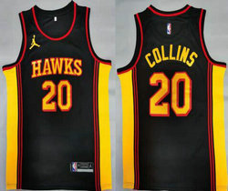 Jordan Atlanta Hawks #20 John Collins Black Authentic Stitched NBA Jersey
