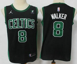 Jordan Boston Celtics #8 Kemba Walker Black Advertising patch Game Authentic Stitched NBA Jersey