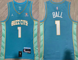 Jordan Charlotte Hornets #1 LaMelo Ball 2023-24 City With Advertising Authentic Stitched NBA jersey