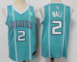 Jordan Charlotte Hornets #2 LaMelo Ball Green 2021 Throwback Authentic Stitched NBA Jersey