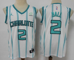 Jordan Charlotte Hornets #2 LaMelo Ball White 2020-21 Authentic Stitched NBA Jersey