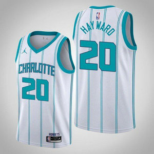 Jordan Charlotte Hornets #20 Gordon Hayward White Authentic Stitched NBA Jersey