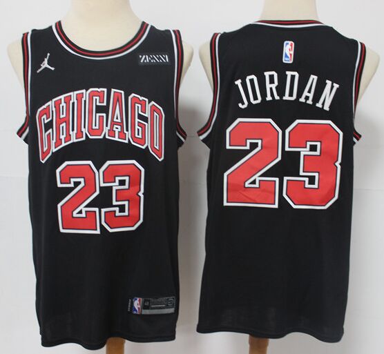 Jordan Chicago Bulls #23 Michael Jordan Black 2021 With Advertising Authentic Stitched NBA Jersey