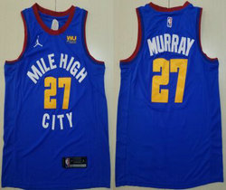 Jordan Denver Nuggets #27 Jamal Murray Blue With Advertising Authentic Stitched NBA Jersey