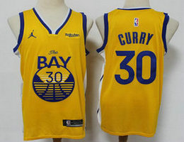 Jordan Golden State Warriors #30 Stephen Curry 2020-21 Gold Authentic Stitched NBA Jersey
