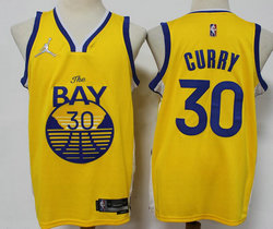 Jordan Golden State Warriors #30 Stephen Curry Gold 75th anniversary Authentic Stitched NBA jersey
