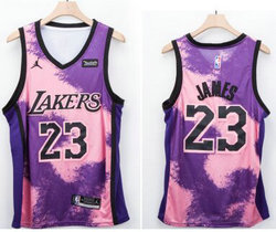 Jordan Los Angeles Lakers #23 Lebron James fashion Authentic NBA jersey