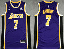 Jordan Los Angeles Lakers #7 Carmelo Anthony Purple 75th anniversary With Advertising Authentic Stitched NBA Jersey