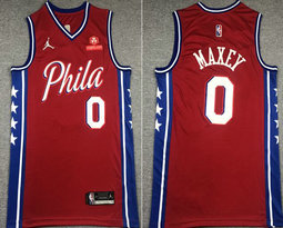 Jordan Philadelphia 76ers #0 Tyrese Maxey White 75th anniversary With Advertising Authentic Stitched NBA jersey