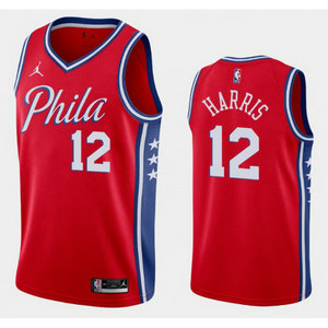 Jordan Philadelphia 76ers #12 Tobias Harris Red Game Authentic Stitched NBA Jersey