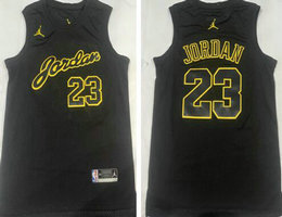 Jordon Chicago Bulls #23 Michael Jordan Black Chicago throwback Authentic Stitched NBA Jersey