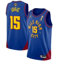 Jordon Denver Nuggets #15 Nikola Jokic Blue 2023 Finals Champions Authentic Stitched NBA Jersey