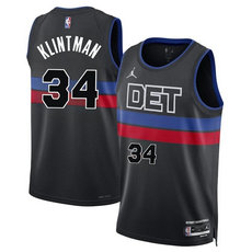 Jordon Detroit Pistons #34 Bobi Klintman Black 2024 Stitched NBA Jersey