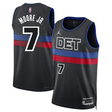 Jordon Detroit Pistons #7 Wendell Moore Jr Black 2024 Stitched NBA Jersey