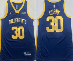 Jordon Golden State Warriors #30 Stephen Curry Navy Blue 22-23 With Advertising Authentic Stitched NBA jersey