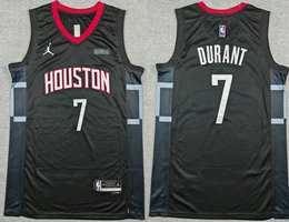 Jordon Houston Rockets #7 Kevin Durant Black With Advertising Jersey