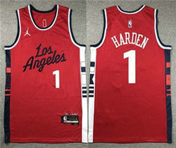 Jordon Los Angeles Clippers #1 James Harden 2024-25 Red Statement Edition Swingman Jersey