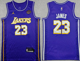 Jordon Los Angeles Lakers #23 Lebron James Purple 2026 City With Advertising NBA jersey