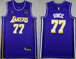 Jordon Los Angeles Lakers #77 Luka Doncic Purple 2025 Statement Basketball Jersey