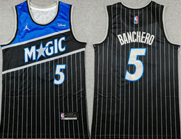 Jordon Orlando Magic #5 Paolo Banchero Black 2025 Statement Basketball Jersey