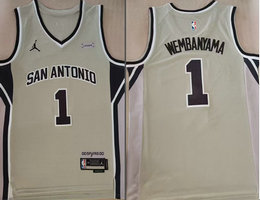 Jordon San Antonio Spurs #1 Victor Wembanyama Gray 2026 City With Advertising Jersey