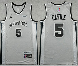 Jordon San Antonio Spurs #5 Stephon Castle Gray 2026 City With Advertising NBA Jersey