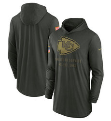 Kansas City Chiefs Forest Green 2025 Salute To Service Sideline Dri-FIT Lightweight Pullover Hoodie